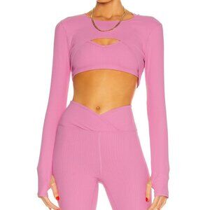 NWT YEAR OF OURS Ribbed Active Shrug Top in True Pink size medium